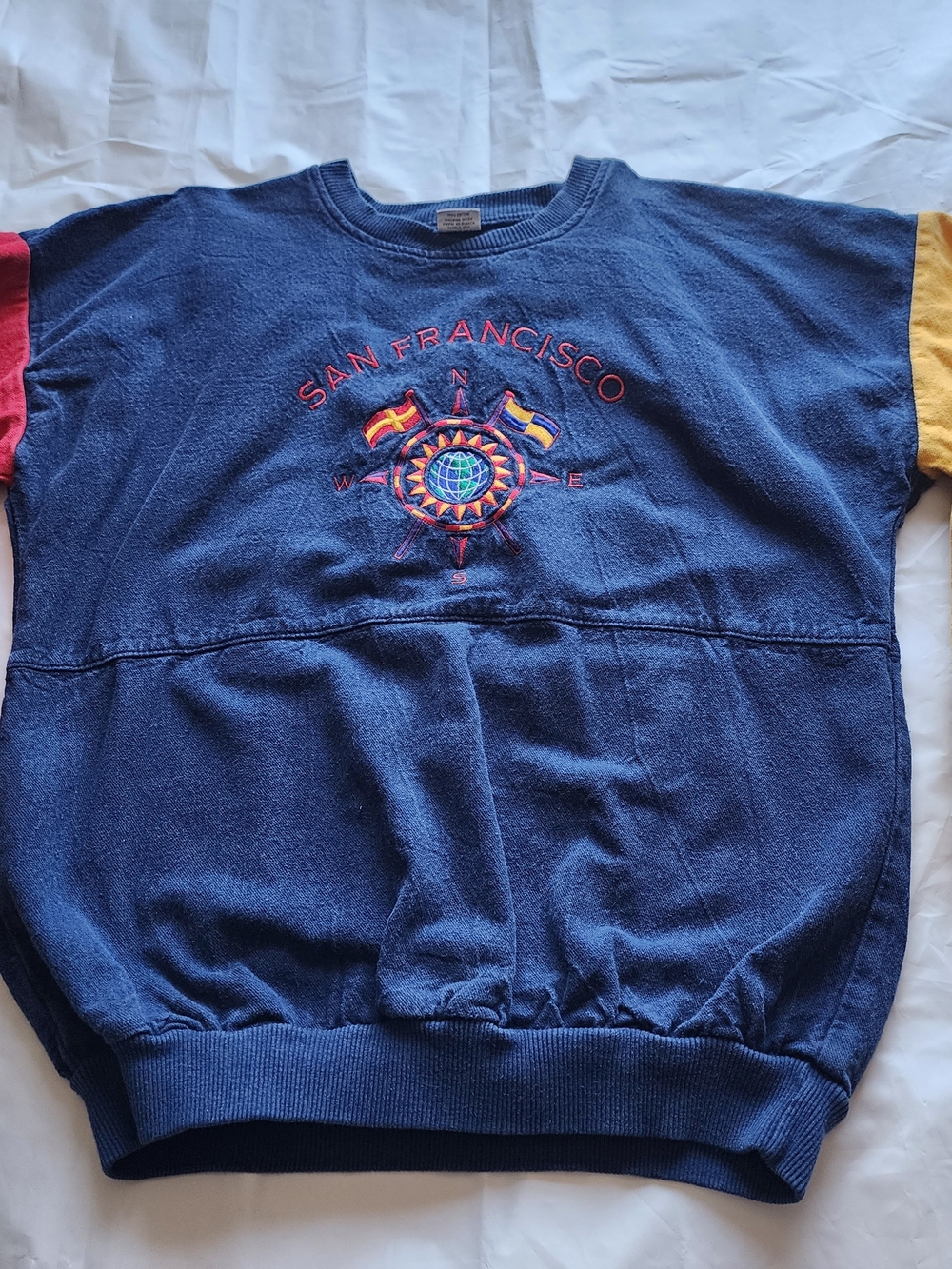 VTG 90s Crazy Shirts Embroidered Compass Rose Mini Globe San Francisco Sweatshir